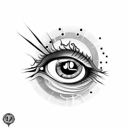 the number 2093 and a crying eye  tattoo design idea