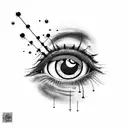 the number 2093 and a crying eye  tattoo design idea