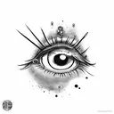 the number 2093 and a crying eye  tattoo design idea