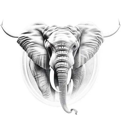 hannibal barca mixed with an elephant face tattoo design idea