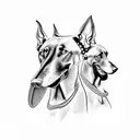 three headed doberman with chain tattoo design idea