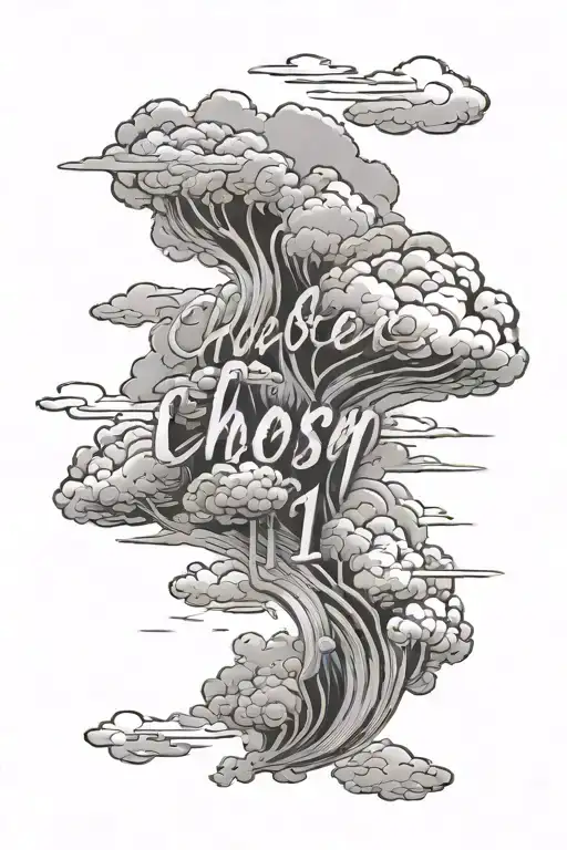 Clouds with text "Chosen 1" tattoo design idea