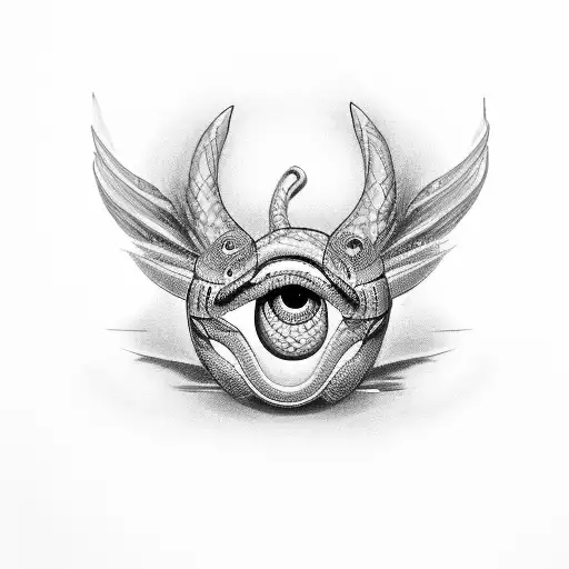 snake, beautiful gir, big eyes tattoo design idea