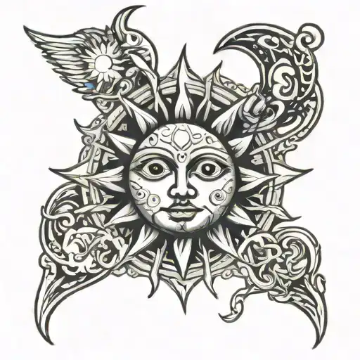 sun moon tattoo design idea