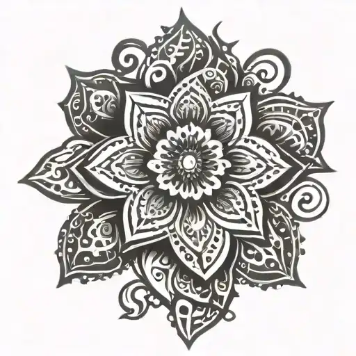 henna flower tattoo design idea
