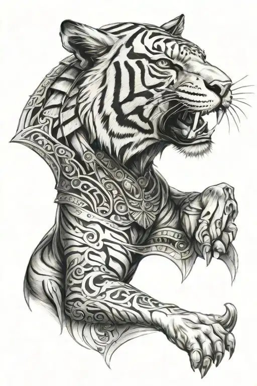 A realistic sketch of tiger, as egyptian god Horus tattoo design idea