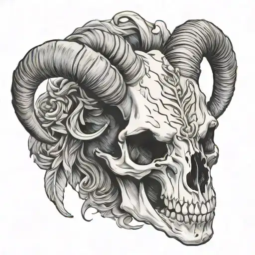 goat skull tattoo design idea