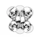 Hourglass with skulls on top with birth date which shows 24.09.1997 on the bottom a cross without date sand flowing tattoo design idea