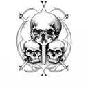 Hourglass with skulls on top with birth date which shows 24.09.1997 on the bottom a cross without date sand flowing tattoo design idea