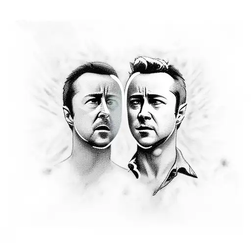 Edward Norton & Tyler Durden from fight club morphing into one person tattoo design idea