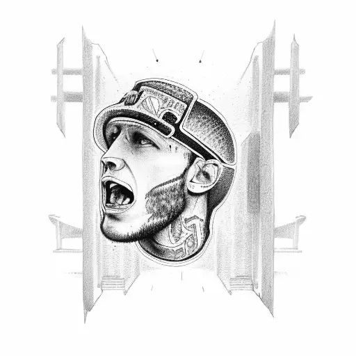 hooligans from football behind the gates in a stadium tattoo design idea