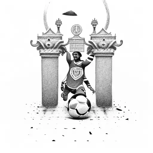hooligans from soccer behind the gates in a stadium tattoo design idea