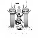 hooligans from soccer behind the gates in a stadium tattoo design idea