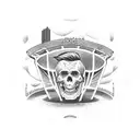 hooligans from soccer behind the gates in a stadium tattoo design idea