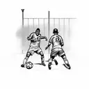 hooligans from soccer behind the gates in a stadium tattoo design idea