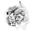 Lion and a Lamb with the Text : Io faccio parte della vostra vita e voi siete tutta la mia storia. tattoo design idea