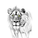Lion and a Lamb with the Text : Io faccio parte della vostra vita e voi siete tutta la mia storia. tattoo design idea