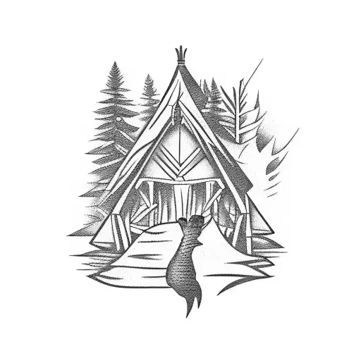 Hunting Camp tattoo design idea