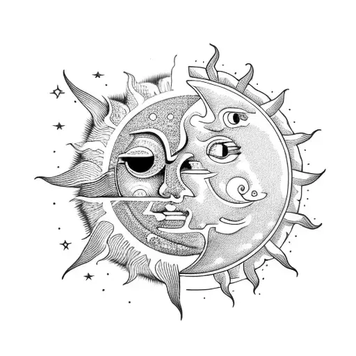 Sun and Moon tattoo design idea