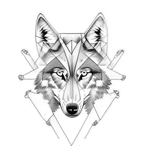I want a tattoo that has a split of a wolf, one alive and the other bones. I want it to be psychedelic with a sentence w tattoo design idea
