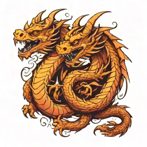 two headed dragon intertwined tattoo design idea