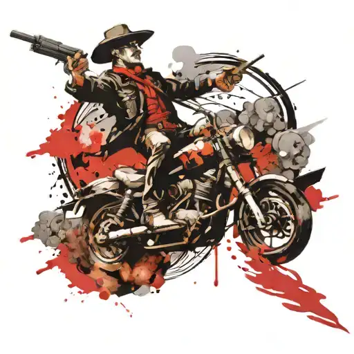 man riding on a missile with a cowboy hat tattoo design idea