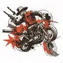 man riding on a missile with a cowboy hat tattoo design idea