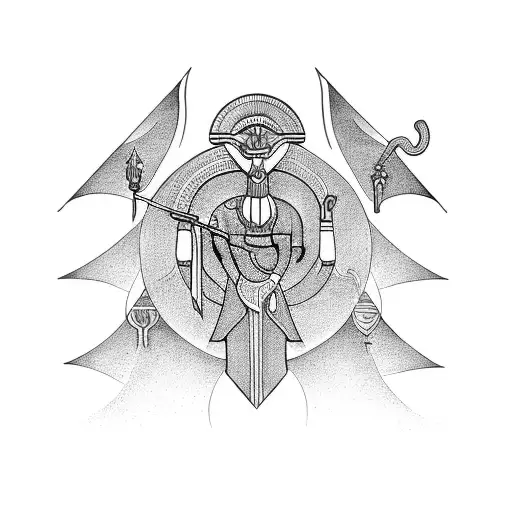 minimalist thoth egiptian god tattoo design idea