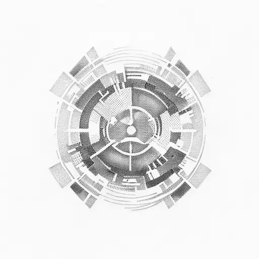 A graphic equalizer with Digimon silhouettes as the bars tattoo design idea