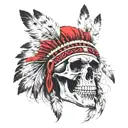 Red Native American skull tattoo design idea