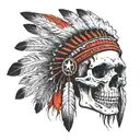 Red Native American skull tattoo design idea