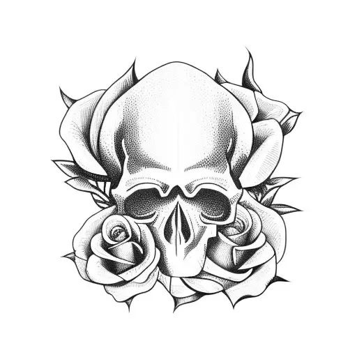 Skull and Roses tattoo design idea
