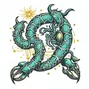 Scorpio constellation merging aries zodiac sign tattoo design idea