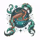 Scorpio constellation merging aries zodiac sign tattoo design idea