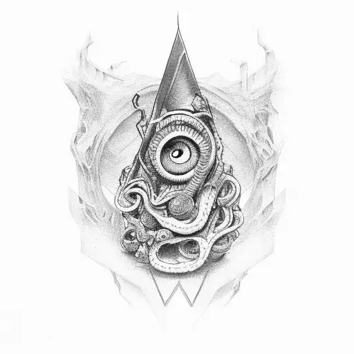 N H tow letter and a Monster sine tattoo design idea