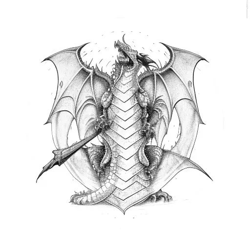 vertical dragon tattoo design idea