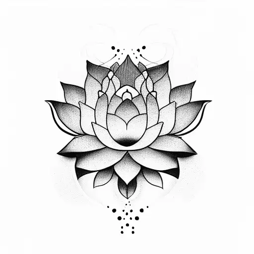 Lotus Flower with shading tattoo design idea