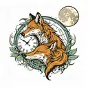 jungle wolves moon time clock tattoo design idea
