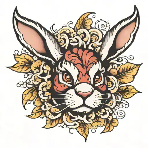 rabbit paw print tattoo design idea