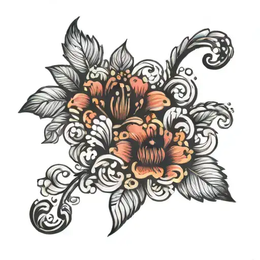 Black tattoo design featuring the colombian and chilean flower connecting and intertwining at the stem tattoo design idea