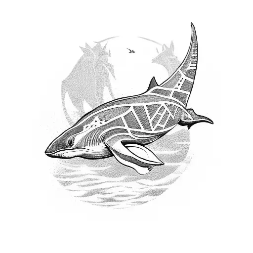  raie manta et un requin baleine et une tortue tattoo design idea