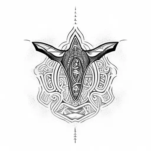 maori  raie manta requin baleine une tortue tattoo design idea