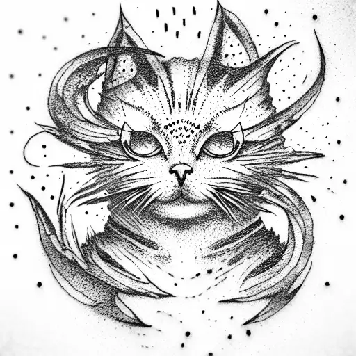 space cat tattoo design idea