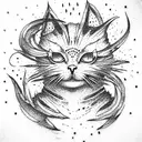space cat tattoo design idea