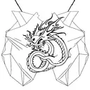 A minimalist dragon silhouette intertwined with a group of friends holding hands, symbolizing the bond between friendship and inner strength tattoo design idea