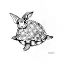 rabbit riding turtle tattoo design idea