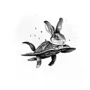 rabbit riding turtle tattoo design idea