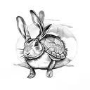 rabbit riding turtle tattoo design idea