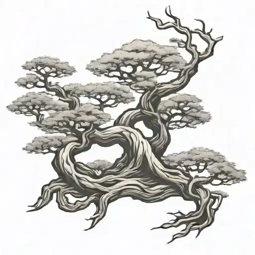 bonsai tree intertwined tattoo design idea