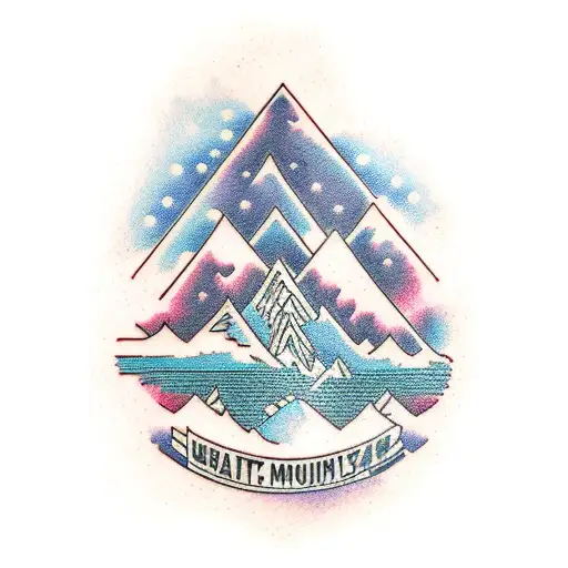mountains and waterfall  tattoo design idea
